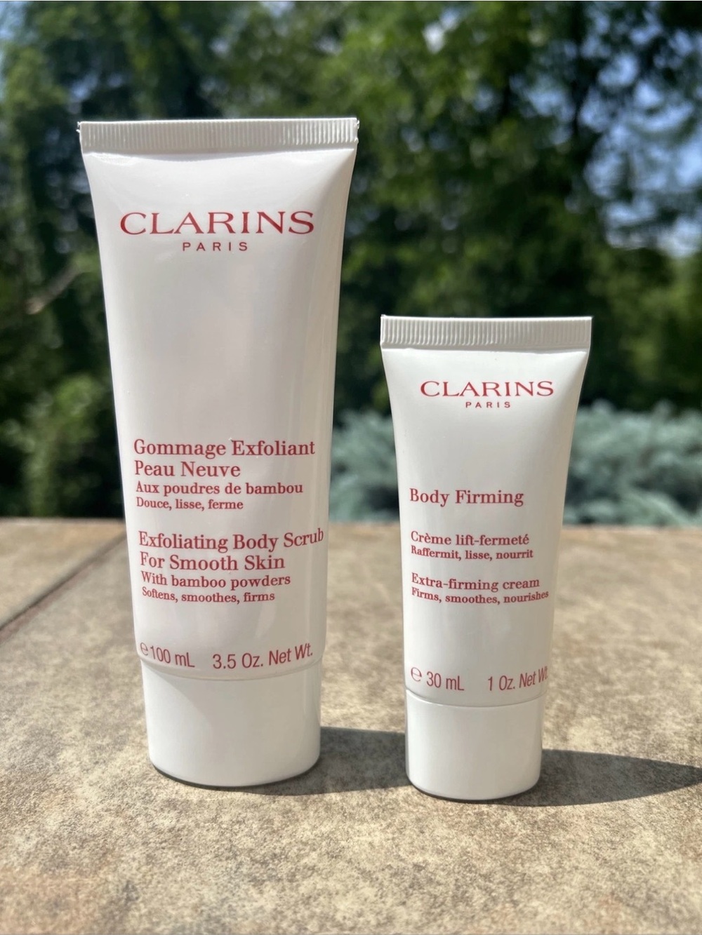 Clarins Exfoliating Body Scrub 3.5Oz & Body Firming Cream 1.7Oz NEW SEALED